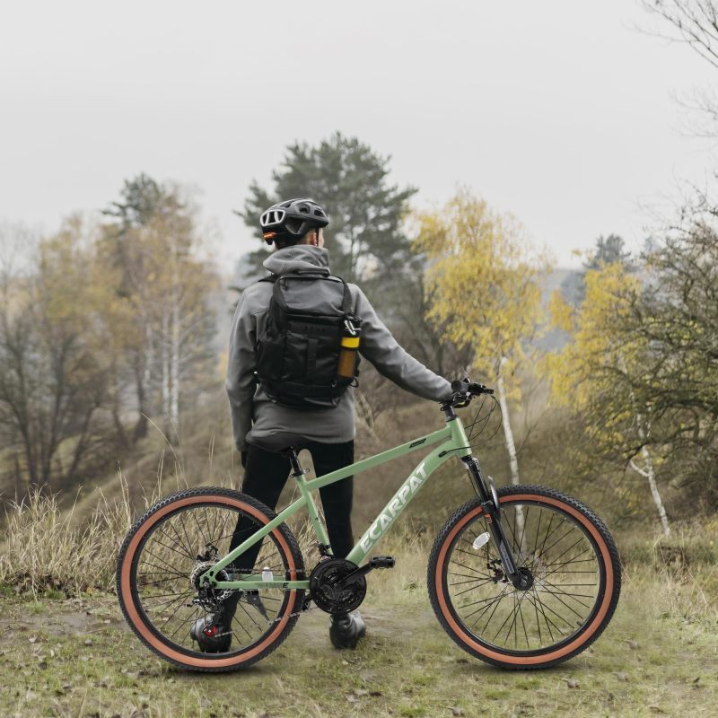 A27301 Men's 27.5" Retro Mountain Bike - High Carbon Steel Frame, Disc Brakes & Brown Edge Tires, 21-Speed Shifting, Front Suspension, 250lb Capacity, Commuter/Outdoor Bike for Adults (5'3"-5'9")