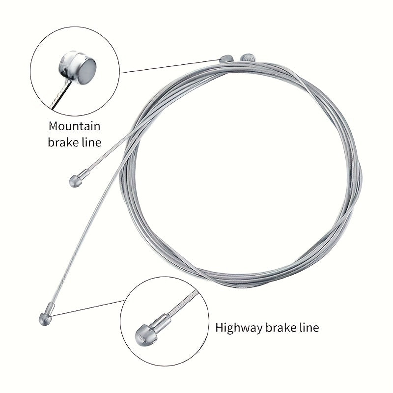 Bicycle Brake Cable Set, Bicycle Brake Cable Rear Set, Bicycle Brake Cable Inner Cable Set with 2 V Brake Manifold (90 Degrees), Mounted End Caps, for Mountain Bike, Road Bike, Bicycle