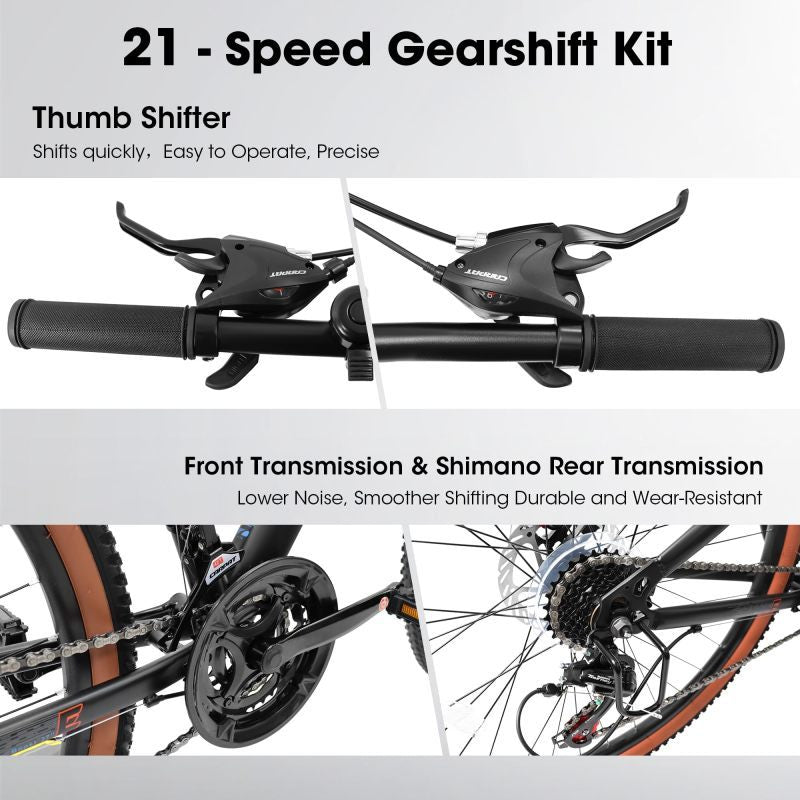 A27301 27.5 Inch Mountain Bike for Adults Durable High Carbon Steel Frame Disc Brakes Stylish Brown Edge Tires Ideal for Commuting and Outdoor Exploration