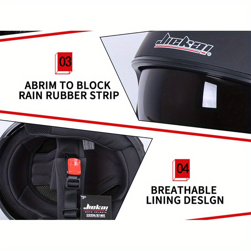 JIEKAI Motorcycle Helmet - Full Coverage, Windproof & Cold-Proof for Winter Riding, ABS Material, Easy-Clean, Perfect for Men & Women