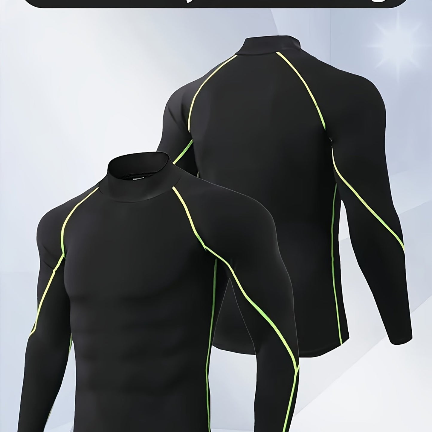 Men'S High-Neck Quick-Dry Athletic Long Sleeve T-Shirt - High Elasticity Breathable Fabric, Ideal for Running, Hiking, Cycling & Outdoor Fitness - White, Muscle Fit Design, Machine Washable Solid Color Base Layer, Durable Sportswear