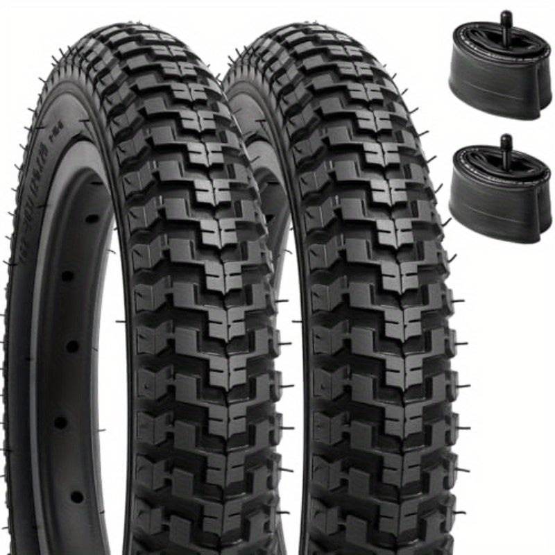 YUNSCM 2pcs 12.5 Bike Tires 12 x 2 57203 and 12.5 Bike Tubes Heavy Duty Schrader Valve Compatible with 12.5 x 2.25 12 1 2 x 2 1 4 Bike Bicycle Tires and Tubes (Y558)