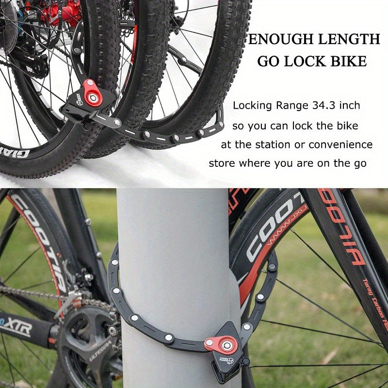 Folding Bike Lock with 2 Keys Anti Theft Strong Security Bicycle Locks Anti Drill Pick Cylinder Foldable Bike Lock with Mounting Bracket 2.8ft 1.4lb