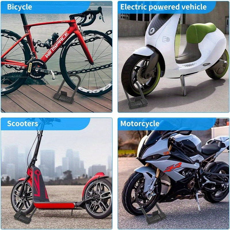 Heavy Duty U Lock4 Digit Combination Password Bicycle Lock with ULock Shackle Waterproof No Key Bike Locks for Home School Travel Bike U Lock