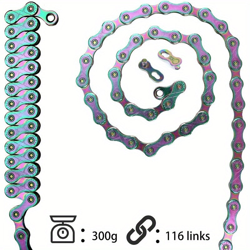 10 Speed 116 Links Bicycle Chain Silvery Golden 1 2x11 128Inch Compatible with 9 Speed