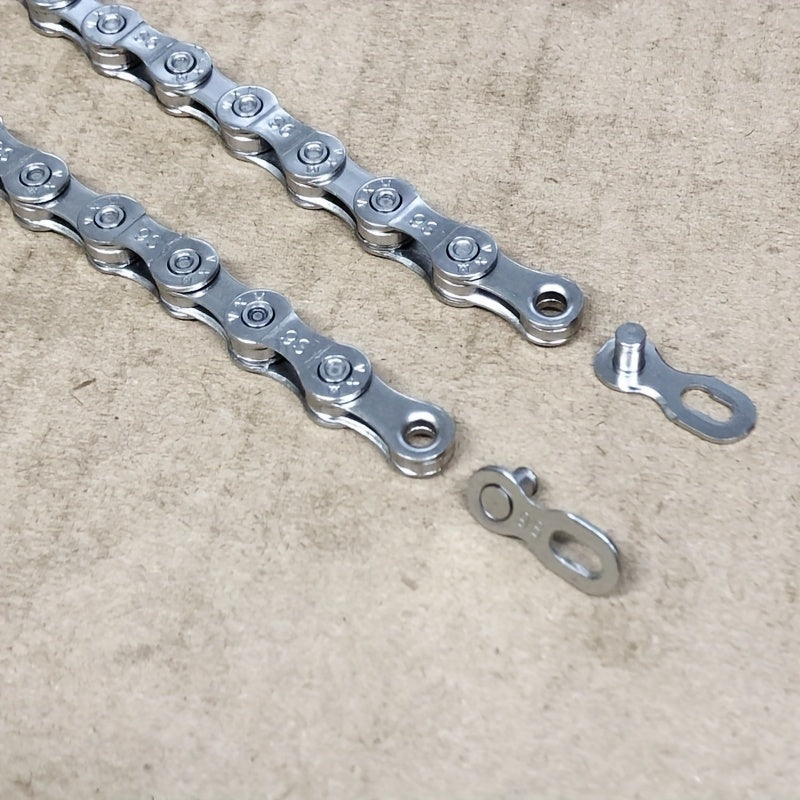 9-Speed Durable Tungsten Steel Mountain Bike Chain with Magic Buckle - Effortless Installation, Fits MTB & Road Bikes, Enhanced Durability for Smooth Cycling Performance, Road Bike Chain, Sleek Metallic Finish, Durable Construction