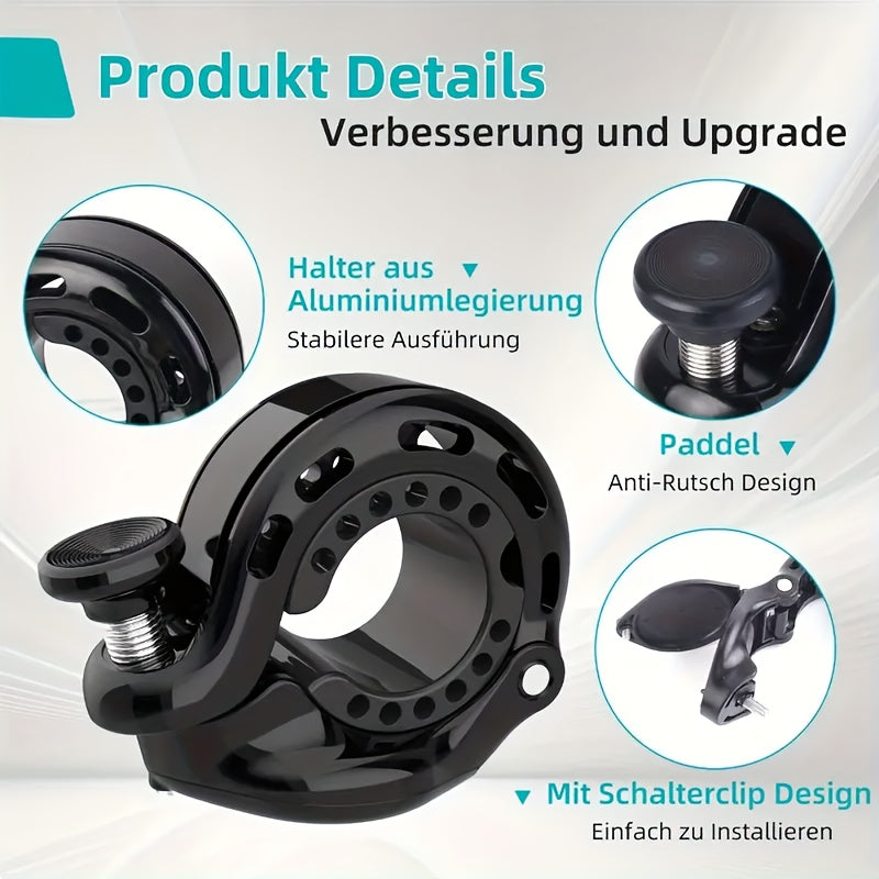 Mountain bike aluminum alloy bell, hidden Airtag bracket bell, thumb bell riding equipment compatible with 22.2-31.8mm handlebars