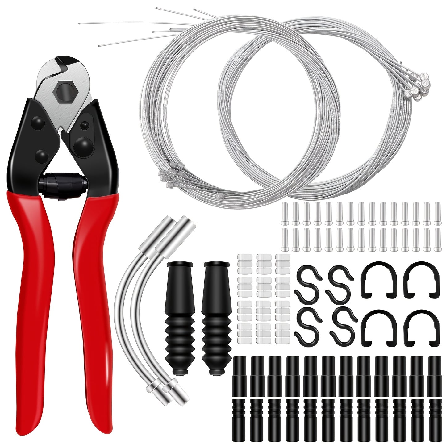 96pcs Bike Brake Cable Kit Universal Bike Cable Kit Bike Brake Cable Housing Kit Stainless Steel Bicycle Brake Cable Shift Cable with Bike Cable End Caps O-Rings