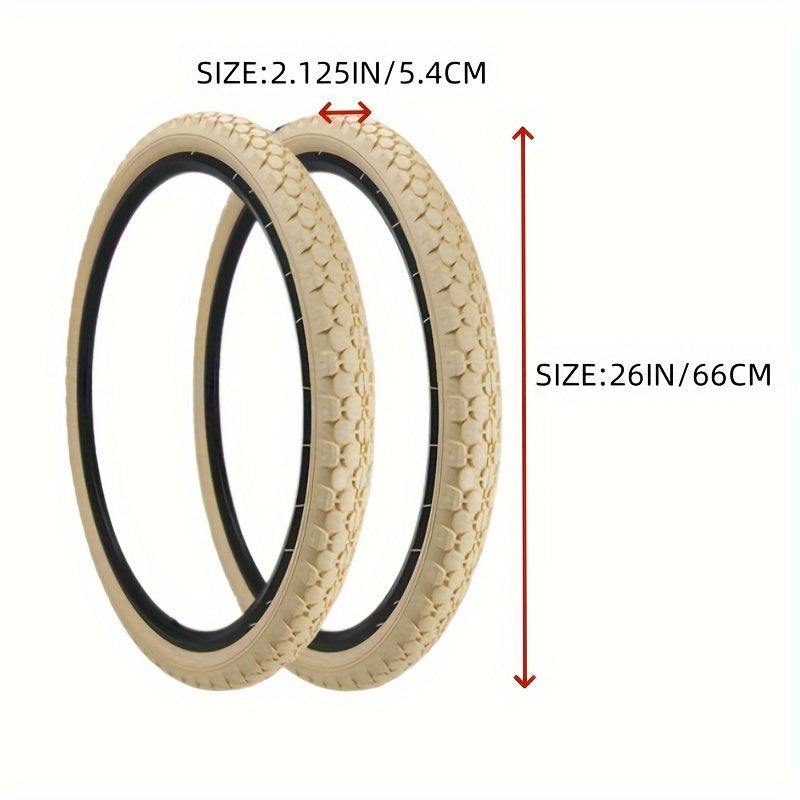 1pc/2pcs 26" Foldable Bike Tire 26 x 2.125 Inch Replacement Bicycle Tire Cream for city Bike Tire