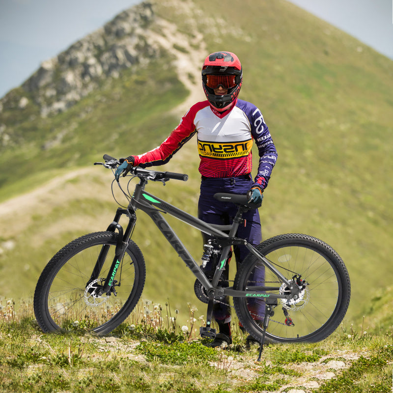 27.5" Full Suspension Mountain Bike - Dual Shock Absorbers, Mechanical Disc Brakes, 21-Speed Gears, Carbon Steel Frame & Aluminum Alloy Wheels, Retro Style Mixed Color - Unisex Adult Bike for Travel & Fitness (5'4"-5'9", 250lb Capacity)