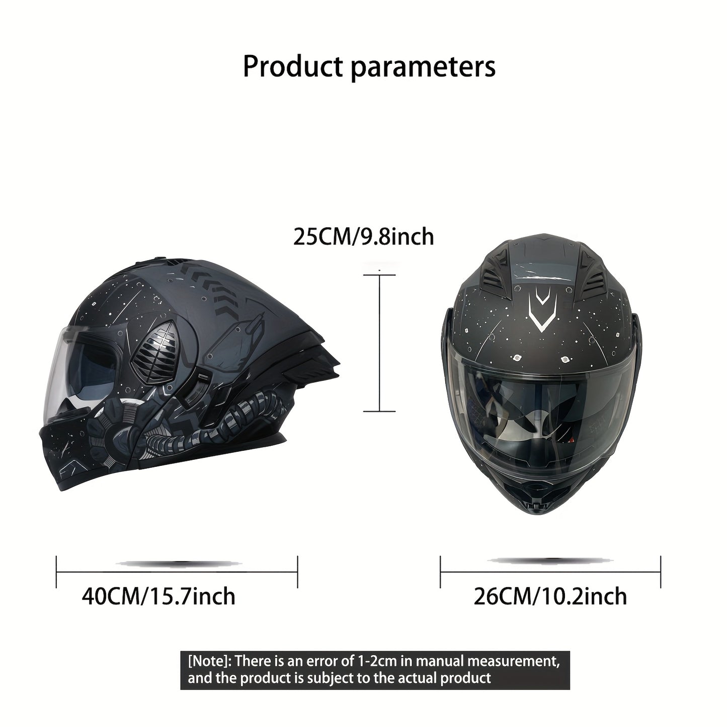 Starry Night, Dual Visors Helmet NBTK Starry Night Motorcycle Helmet - Dual Visors, Sleek Black ABS, EPS Cushioned Layer, Detachable & Washable Interior, Adjustable Airflow Vents, 3C, Fit for All Seasons