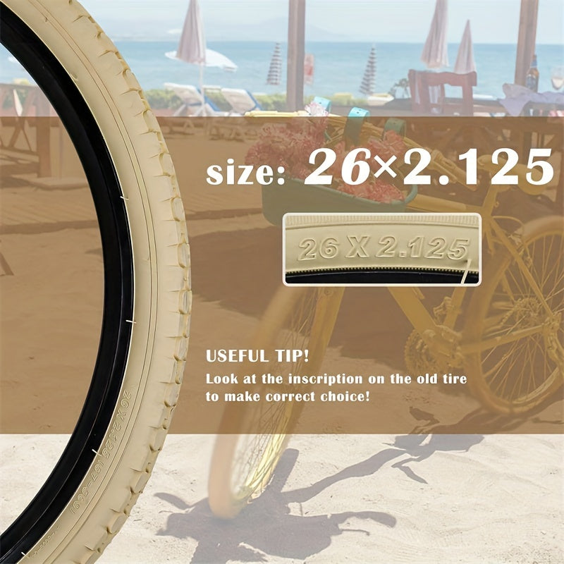 1pc/2pcs 26" Foldable Bike Tire 26 x 2.125 Inch Replacement Bicycle Tire Cream for city Bike Tire