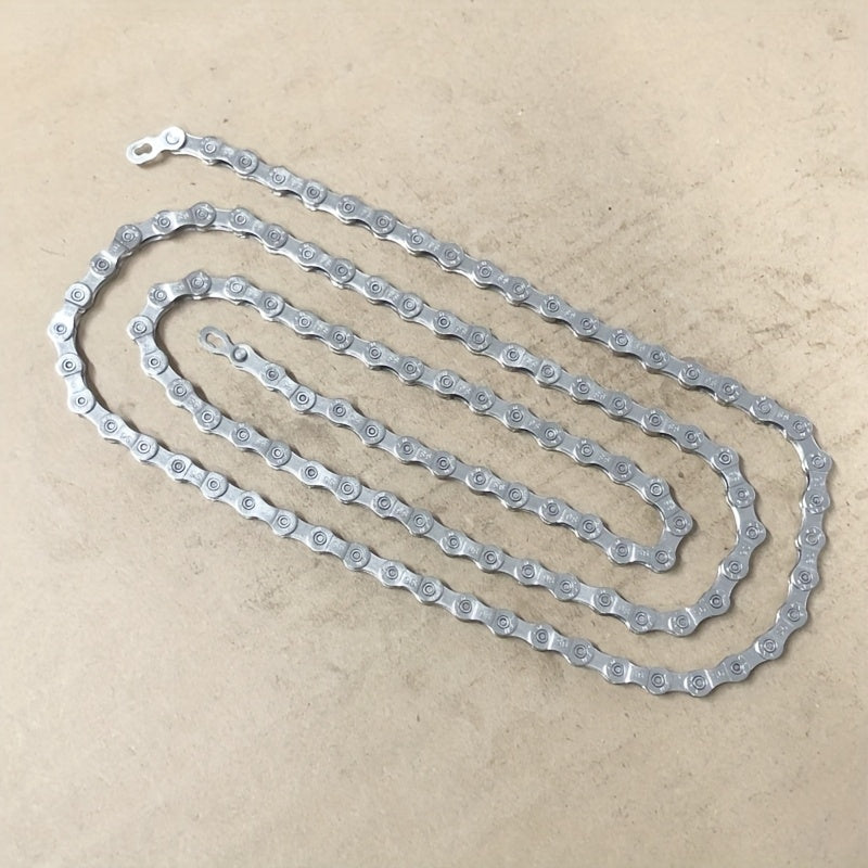 9-Speed Durable Tungsten Steel Mountain Bike Chain with Magic Buckle - Effortless Installation, Fits MTB & Road Bikes, Enhanced Durability for Smooth Cycling Performance, Road Bike Chain, Sleek Metallic Finish, Durable Construction