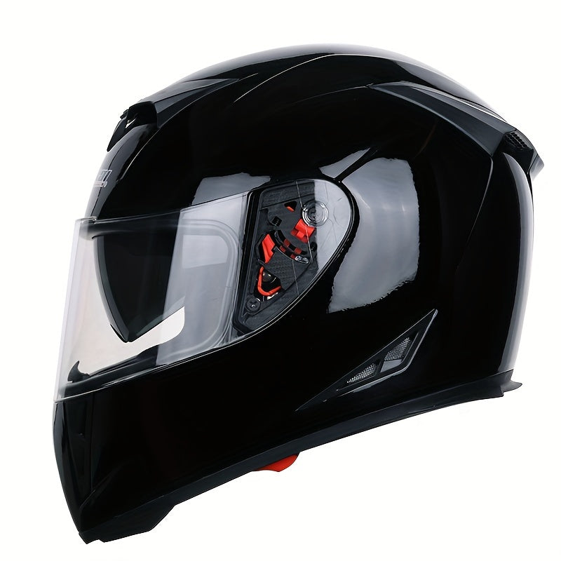 Cool Motorcycle Helmet for Men, Full-Face Motorcycle Helmet, Dual Visor Safety Helmet for Women, Bright Black.