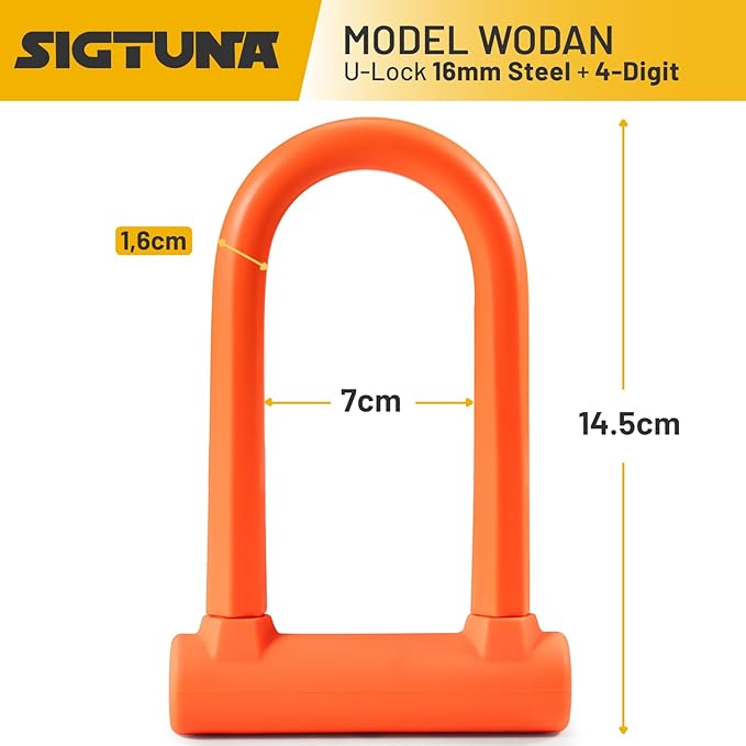 Compact U-Lock | Lightweight Silicone Coated Bike U-Lock (Orange) for Bicycle, E-Bike, Scooter, Motorcycle, Outdoor Equipments