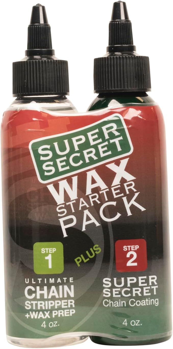 Professional Grade Bike Chain Cleaner and Liquid Wax - 2 Pack Starter Bundle with Silca PRO Chain Stripper & Super Seret Chain Wax, Concentrate, 4oz Bottles with Applicator Tip
