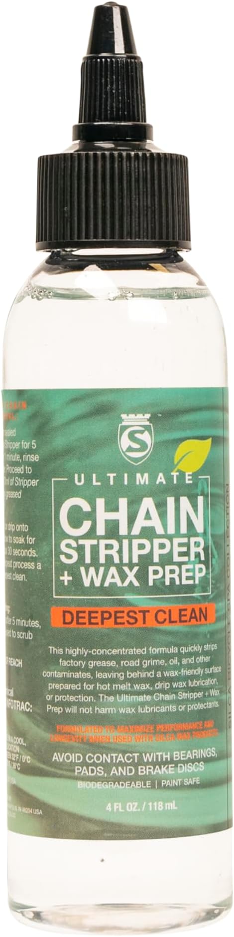 Professional Grade Bike Chain Cleaner and Liquid Wax - 2 Pack Starter Bundle with Silca PRO Chain Stripper & Super Seret Chain Wax, Concentrate, 4oz Bottles with Applicator Tip