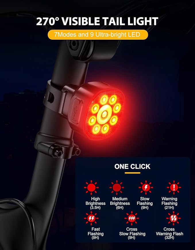 Bike Lights Supper Bright, 1000 Lumens Bike Lights for Night Riding, 8+7 Modes & Sturdy Aluminum Alloy Bicycle Light, IP65 Waterproof & USB Rechargeable Bike Headlight and Tail Light Set