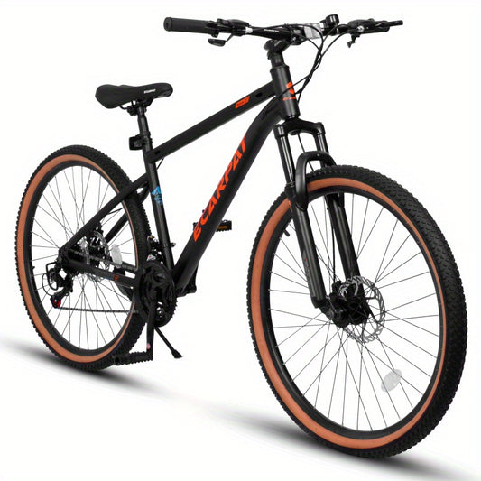 A27301 27.5 Inch Mountain Bike for Adults Durable High Carbon Steel Frame Disc Brakes Stylish Brown Edge Tires Ideal for Commuting and Outdoor Exploration