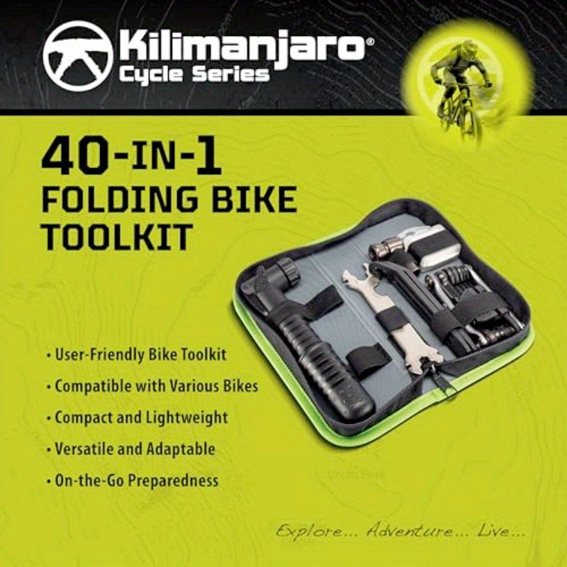 Kilimanjaro Cycle Series 40pcs Bicycle Tool Repair Kit in Zip Pouch Tire Levers Wrenches 910549ECE Black