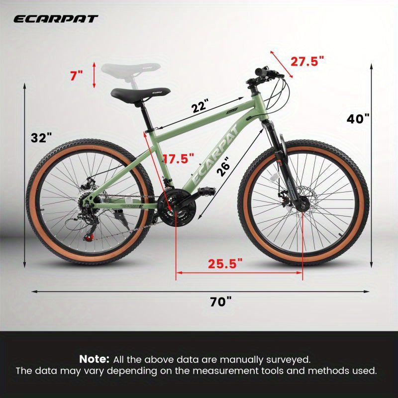 A27301 Men's 27.5" Retro Mountain Bike - High Carbon Steel Frame, Disc Brakes & Brown Edge Tires, 21-Speed Shifting, Front Suspension, 250lb Capacity, Commuter/Outdoor Bike for Adults (5'3"-5'9")