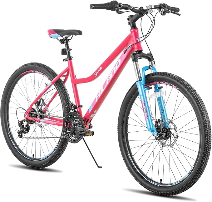 26 Inch Womens Mountain Bike, with Step-Through Frame, 21 Speeds, Suspension Fork MTB, Bicycle for Women Men Adult
