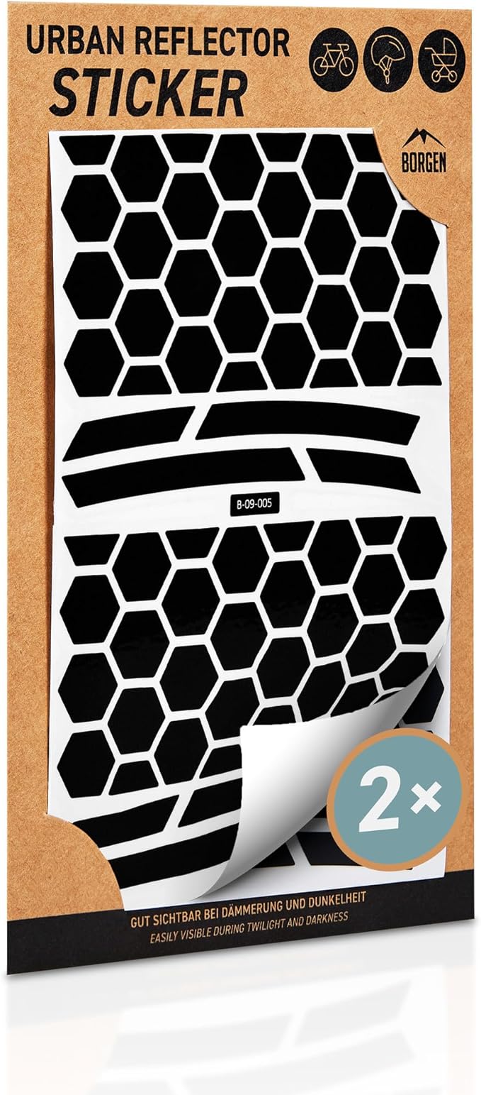 Bike Stickers - Reflective Stickers Set of 2 - for Bike, Rims, Helmet - Reflective Sticker Set for Darkness, School - Reflectors