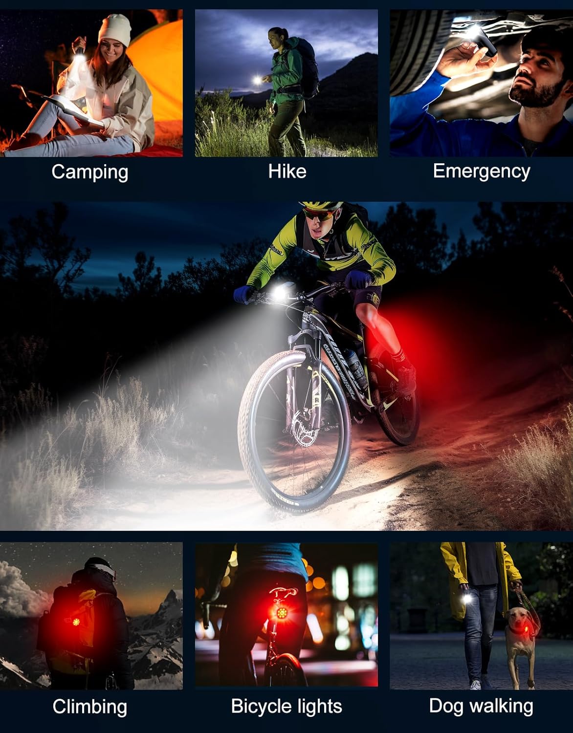 Bike Lights Supper Bright, 1000 Lumens Bike Lights for Night Riding, 8+7 Modes & Sturdy Aluminum Alloy Bicycle Light, IP65 Waterproof & USB Rechargeable Bike Headlight and Tail Light Set