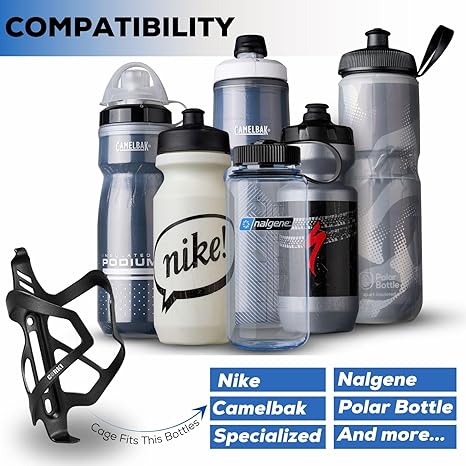 Heavy Duty Bike Water Bottle Holder, Lightweight Aluminum Cage Shockproof Design for Road Mountain Gravel Bikes, Holds 21-32 oz