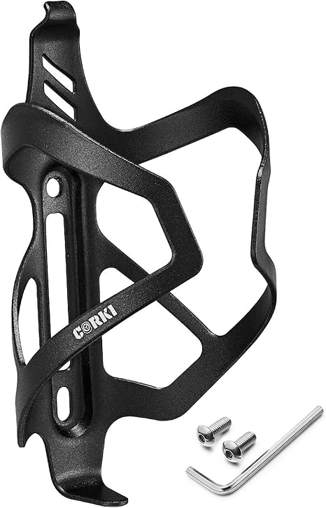Heavy Duty Bike Water Bottle Holder, Lightweight Aluminum Cage Shockproof Design for Road Mountain Gravel Bikes, Holds 21-32 oz