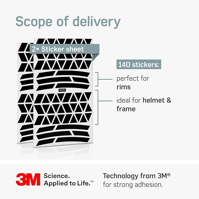 Bike Stickers - Reflective Stickers Set of 2 - for Bike, Rims, Helmet - Reflective Sticker Set for Darkness, School - Reflectors