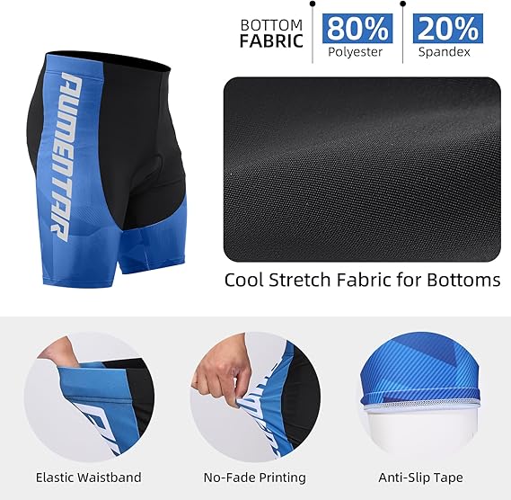 Cycling Jersey Mens Set Reflective Breathable Short Bike Clothing Quick-Dry Bicycle Shirts with 3D Padded Shorts