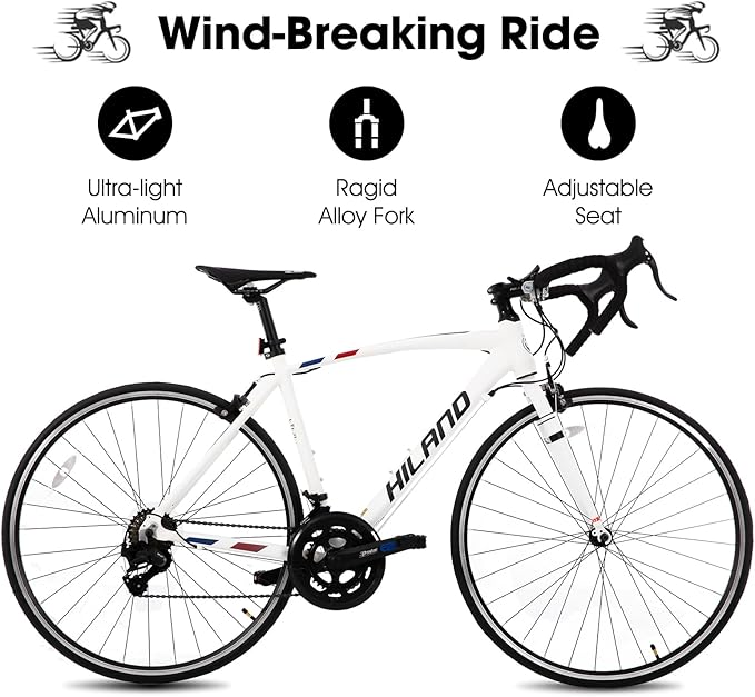 700C Road Bike, 14 Speeds Sport Bike, Light Weight Aluminum Frame, Racing Bike for Men Women Adult Bicycle