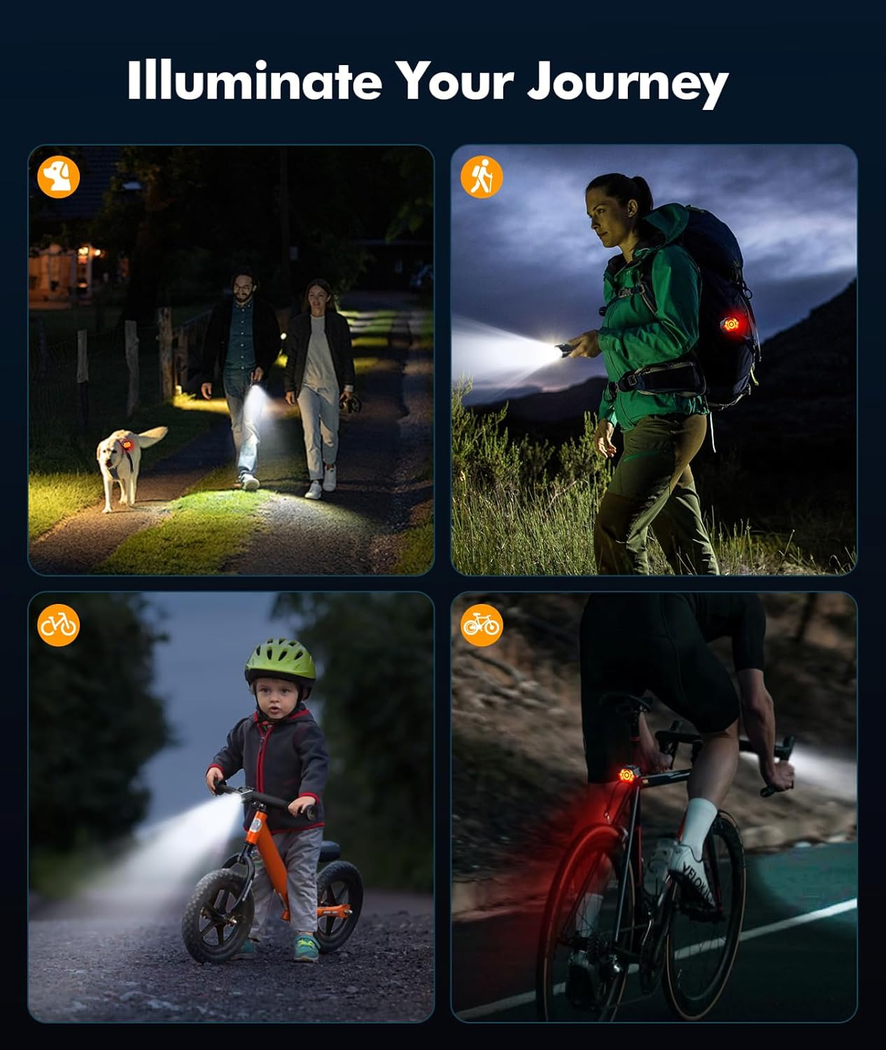 3+6 Modes Bike Lights for Night Riding with Side Light, Rechargeable & IP65 Waterproof Bicycle Light, Bike Headlight and Tail Light Set for Road Mountain Cycling