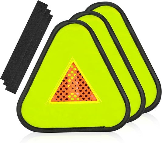 Reflective Yield Symbol 7 * 7inch Reflective Safety Triangle Bike Reflective Triangle Sign High Visibility Safety Flag with Magic Adhesive Strap for Safety at Night Bike Recumbent Trike