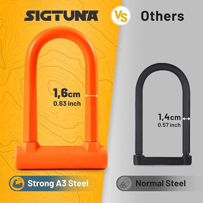Compact U-Lock | Lightweight Silicone Coated Bike U-Lock (Orange) for Bicycle, E-Bike, Scooter, Motorcycle, Outdoor Equipments