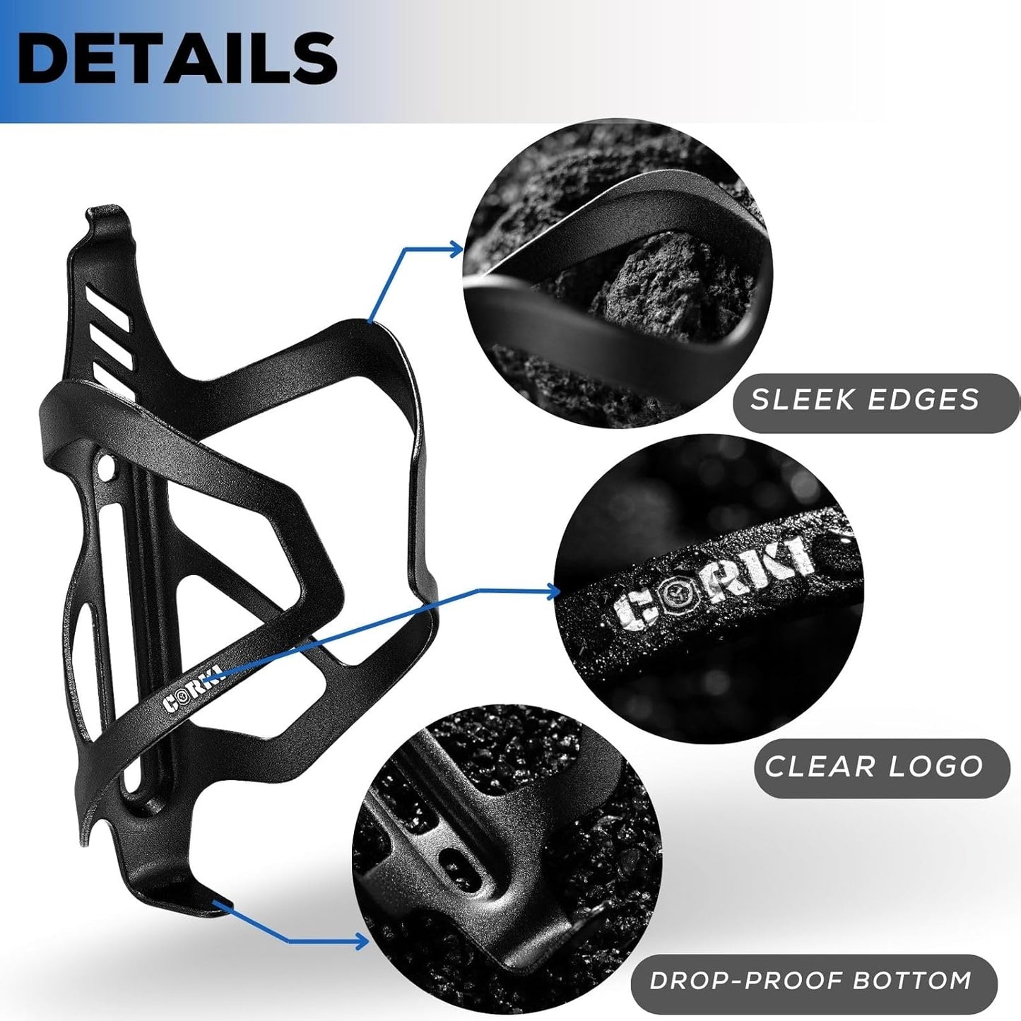 Heavy Duty Bike Water Bottle Holder, Lightweight Aluminum Cage Shockproof Design for Road Mountain Gravel Bikes, Holds 21-32 oz