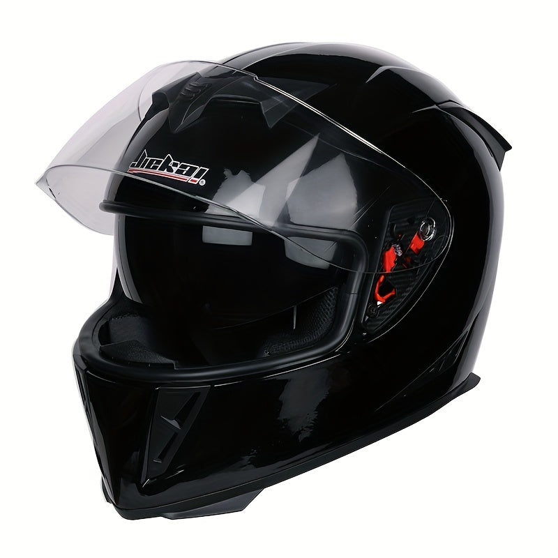 Cool Motorcycle Helmet for Men, Full-Face Motorcycle Helmet, Dual Visor Safety Helmet for Women, Bright Black.