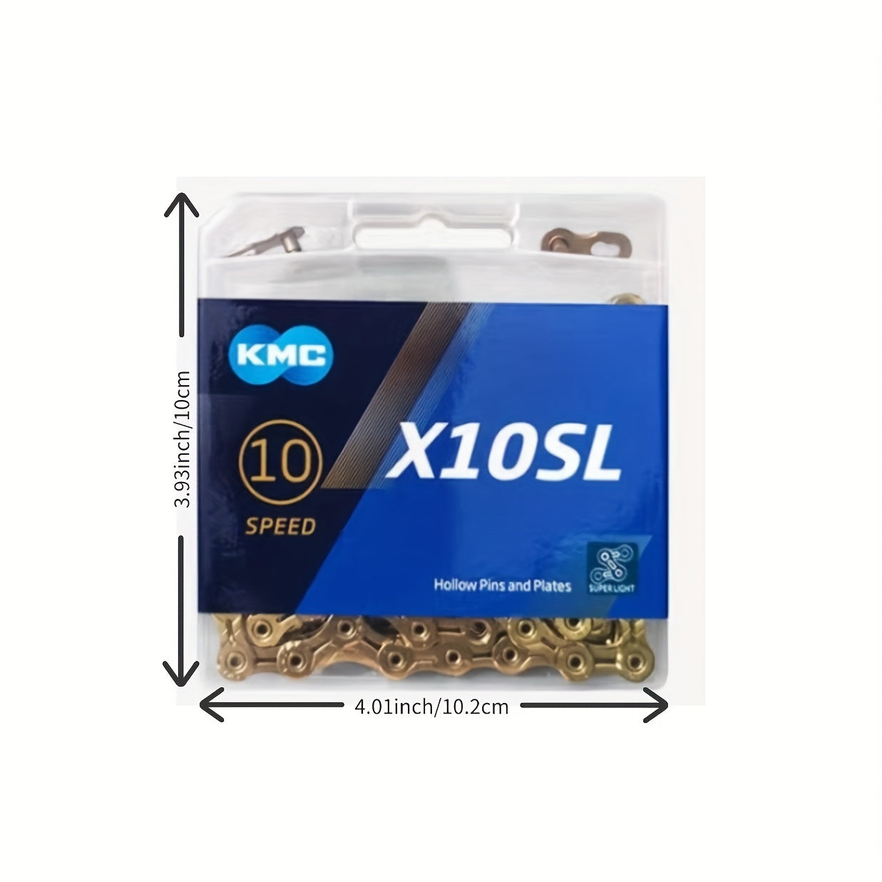 KMC 10\u002F11 Speed Mountain & Road Bike Chain - Golden Single Chain Sleeve for Dead Bikes, Durable High Performance, Includes Multiple Use Chains, Mountain Bike Accessories, Stylish Bike Accessories, Rugged Construction, Cutout Design (SL)