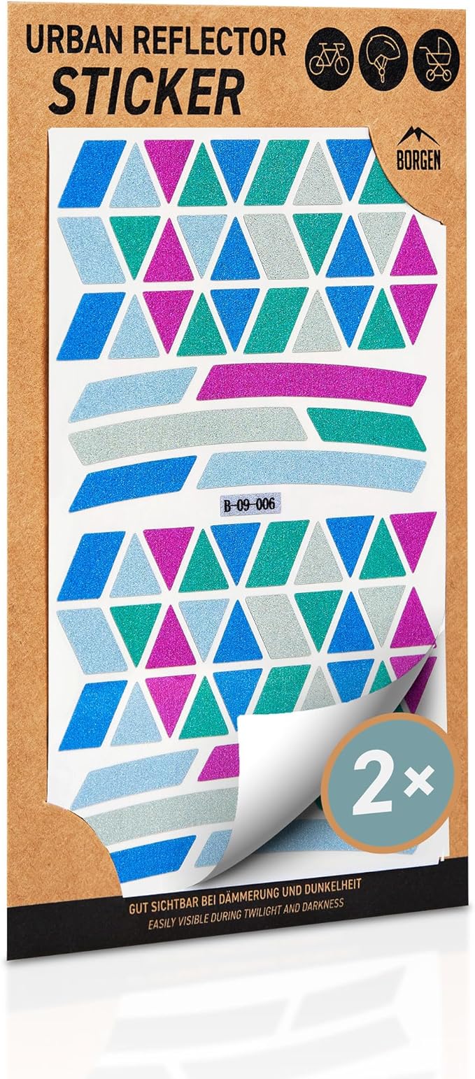 Bike Stickers - Reflective Stickers Set of 2 - for Bike, Rims, Helmet - Reflective Sticker Set for Darkness, School - Reflectors