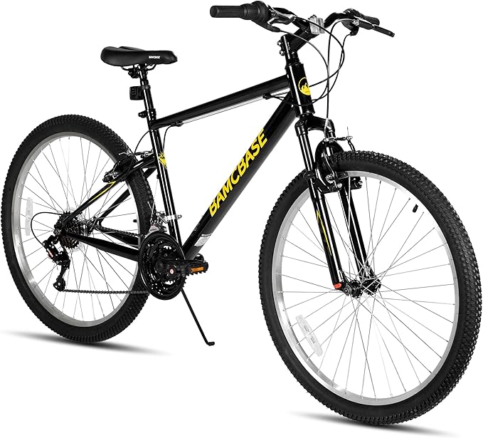 26 Inch Mountain Bike, Mens Womens MTB with 18 Speeds, High-Tensile Steel Frame, V Brake, Hardtail Bicycle for Adults