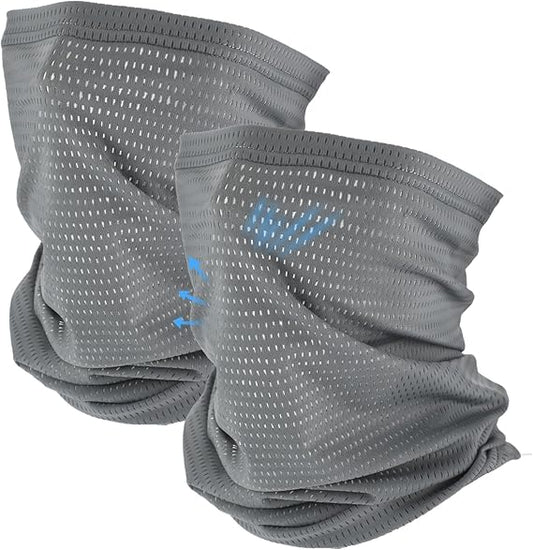2 Pack Breathable Neck Gaiter Summer Balaclava Cooling Face Mask with Mesh Holes UV Protection Sun Scarf for Men Women