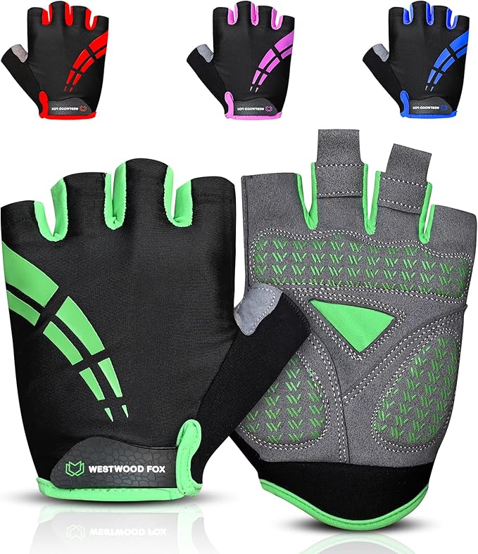 Cycling Gloves for Men Women,Half Finger Unisex Gel Padded Anti-Slip Mountain Bike Gloves, Breathable Shock Absorption Grip Palm Bicycle Summer Riding MTB Bike Gloves