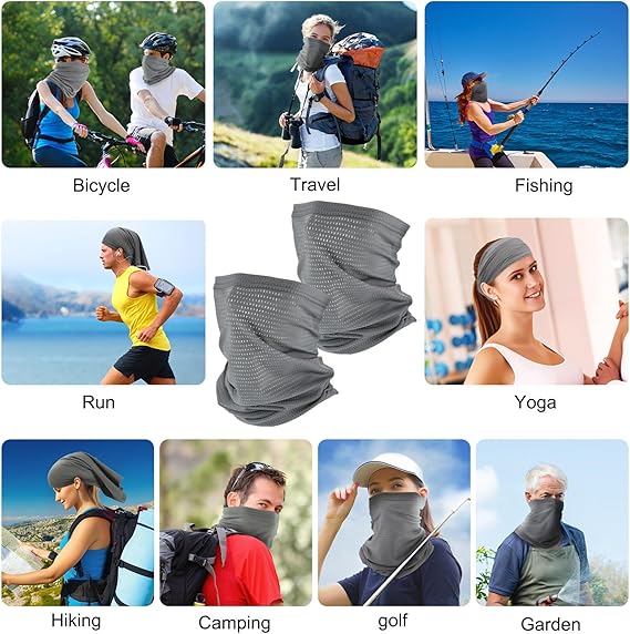 2 Pack Breathable Neck Gaiter Summer Balaclava Cooling Face Mask with Mesh Holes UV Protection Sun Scarf for Men Women