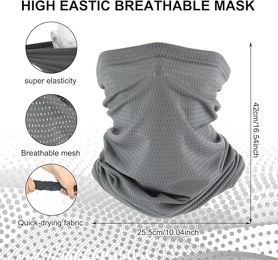 2 Pack Breathable Neck Gaiter Summer Balaclava Cooling Face Mask with Mesh Holes UV Protection Sun Scarf for Men Women