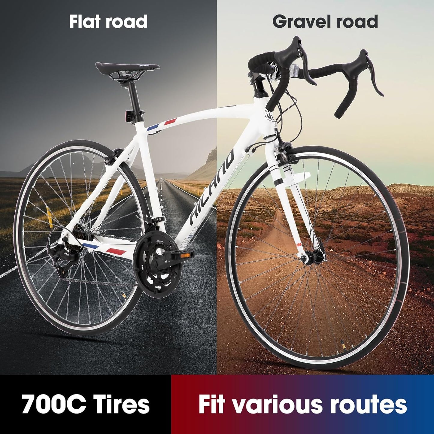 700C Road Bike, 14 Speeds Sport Bike, Light Weight Aluminum Frame, Racing Bike for Men Women Adult Bicycle