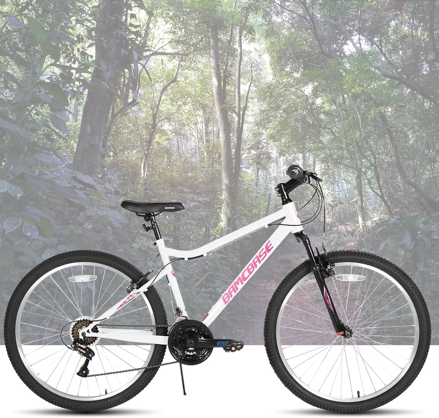 26 Inch Womens and Mens Mountain Bike, 18 Speed Steel Frame Adult Bicycle, MTB Bikes with Suspension Fork, V Brake, Mountain Bicycle for Woman Man
