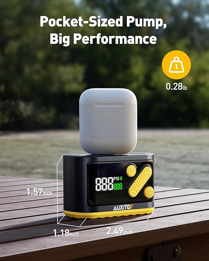 Bike Pump, Mini Electric Bicycle Pump with Guage 30s Fast Inflate, 120PSI Bike Tire Pump with Presta & Schrader Valve Adaptor, Bike Accessories for Road Mountain Bike, E-Bike, Motorcycle