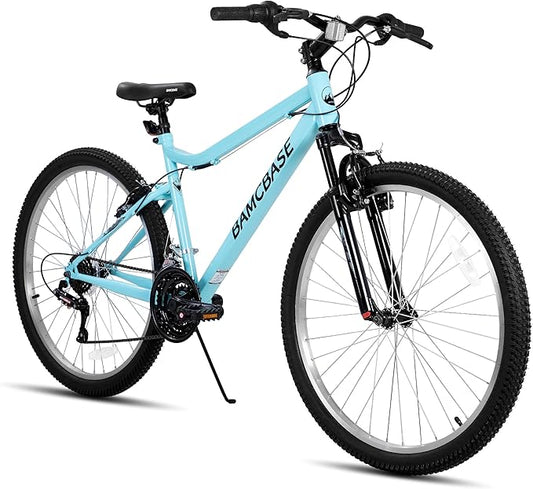 26 Inch Womens and Mens Mountain Bike, 18 Speed Steel Frame Adult Bicycle, MTB Bikes with Suspension Fork, V Brake, Mountain Bicycle for Woman Man