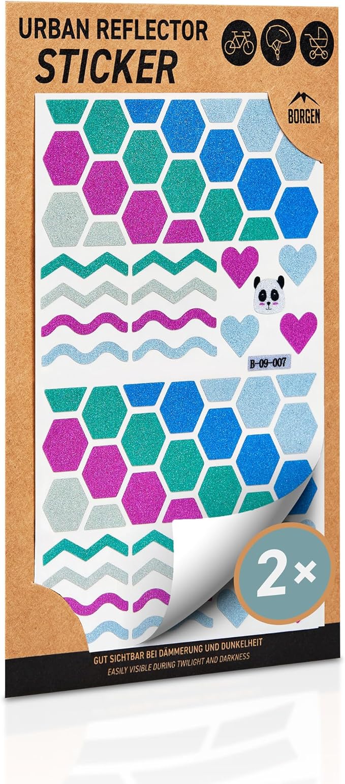 Bike Stickers - Reflective Stickers Set of 2 - for Bike, Rims, Helmet - Reflective Sticker Set for Darkness, School - Reflectors